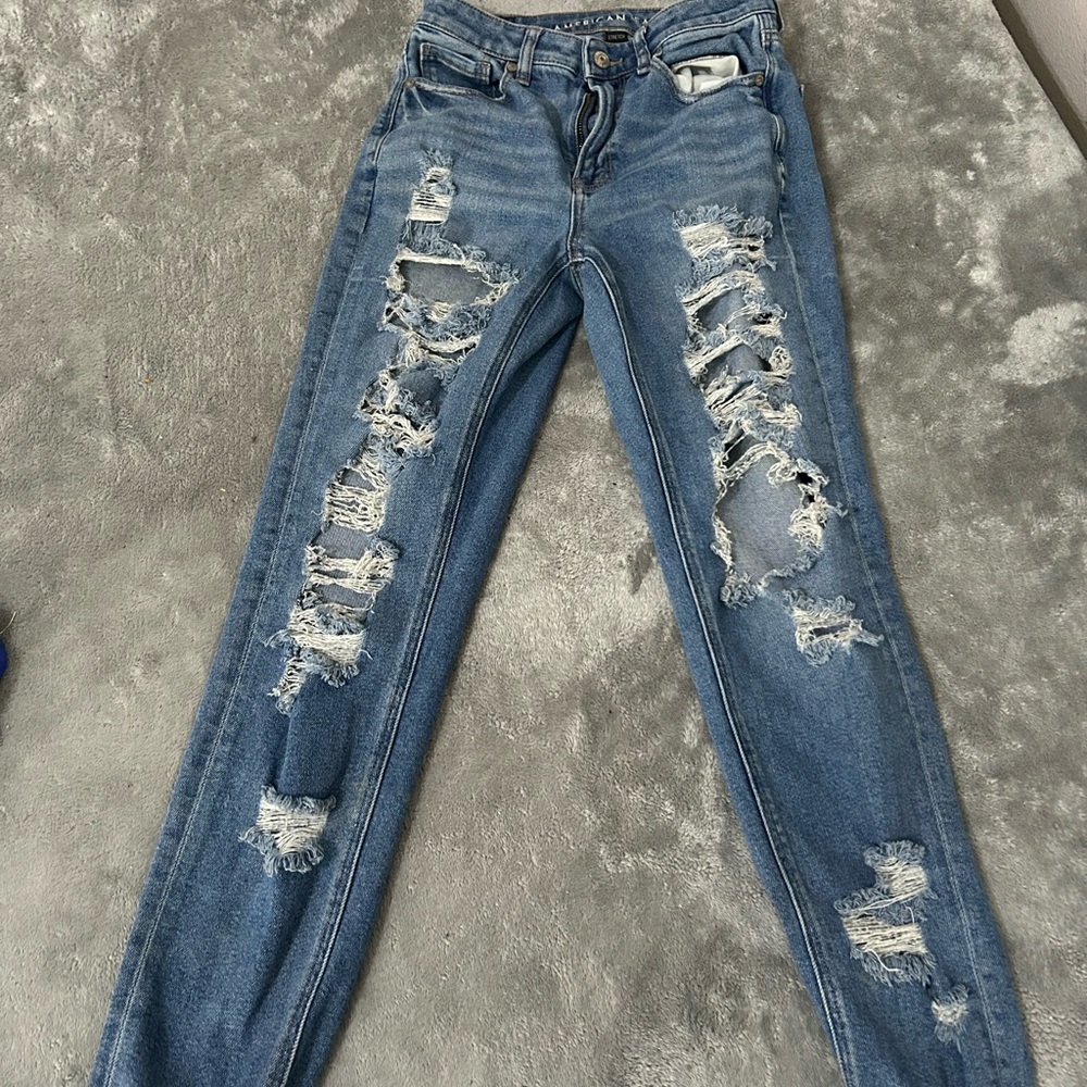 American Eagle Outfitters Ripped Blue Skinny Jeans